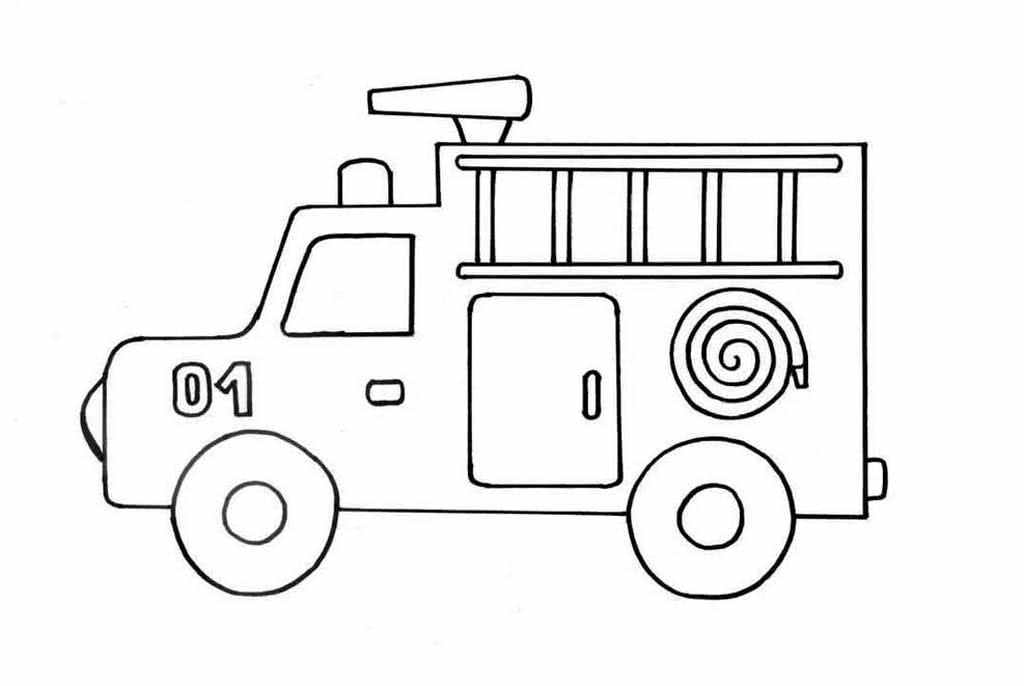 Раскраска Пожарная машина для детей распечатать или скачать