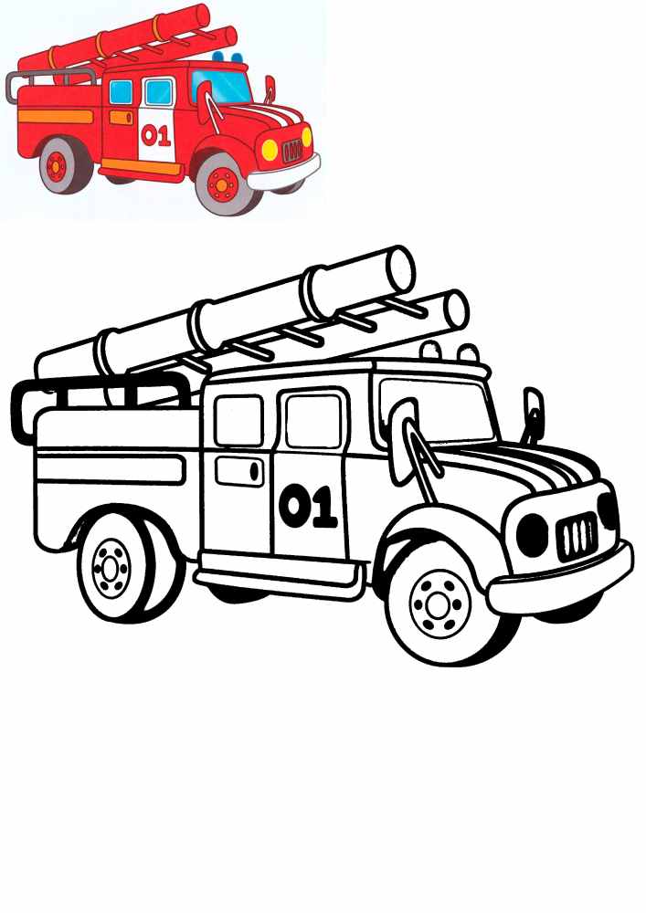 Пожарная машина | Раскраски для детей | malino-v.ru