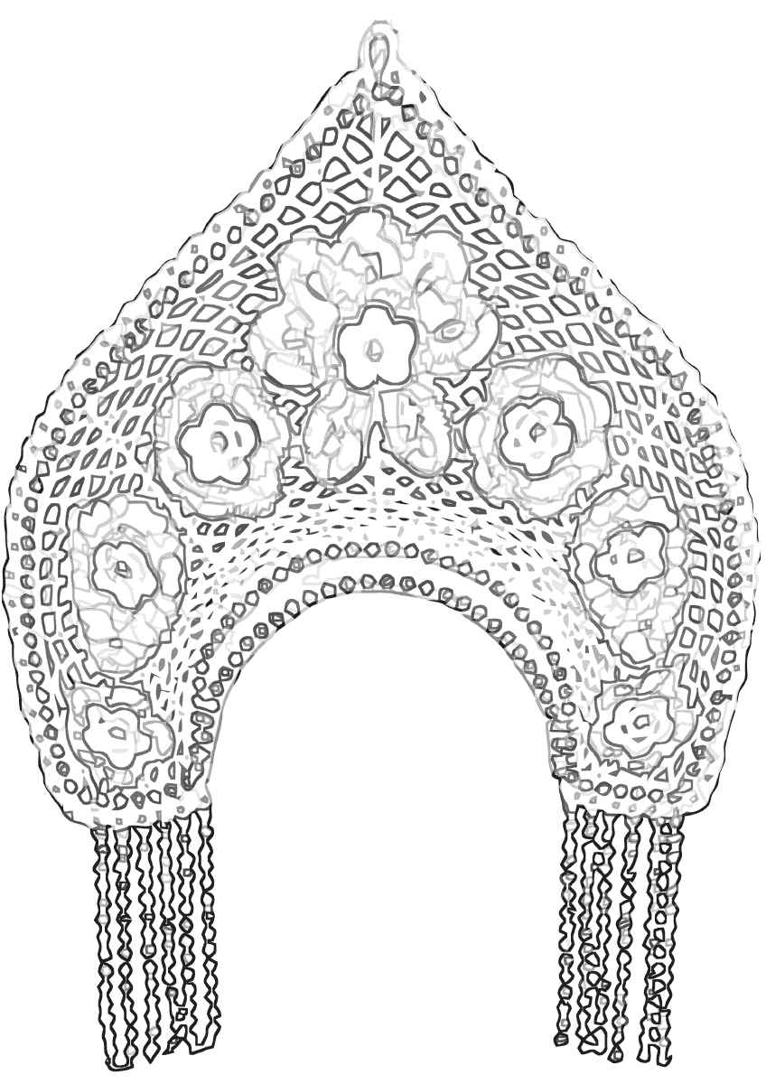 Раскраска Снегурочка с красивым кокошником распечатать или скачать