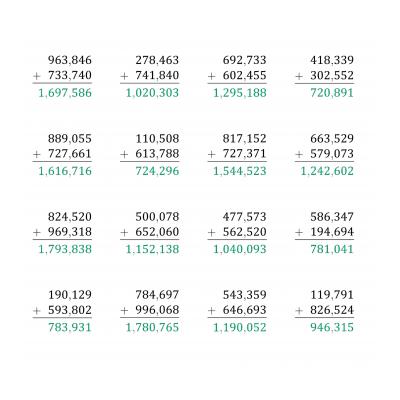 Примеры на сложение в столбик - распечатать, скачать бесплатно