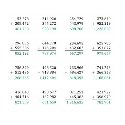 Примеры на сложение в столбик - распечатать, скачать бесплатно