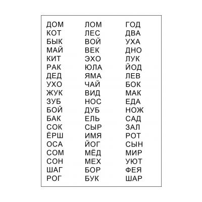  короткие слова для чтения детям