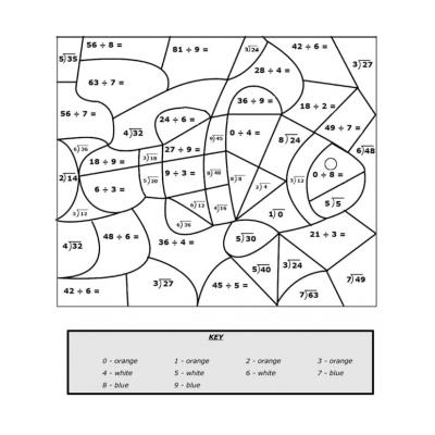 Раскраски С примерами на деление - распечатать, скачать бесплатно