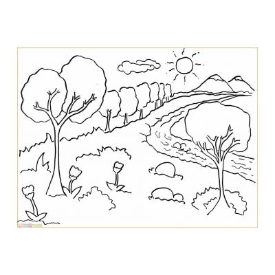 Раскраски летний пейзаж - распечатать, скачать бесплатно