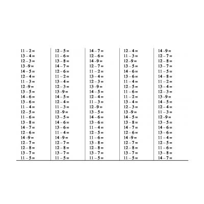 Пример по математике 1 класс на сложение и вычитание в пределах 20