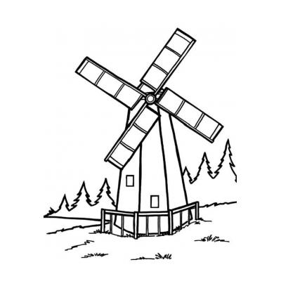 Раскраски Ветряная мельница - распечатать, скачать бесплатно