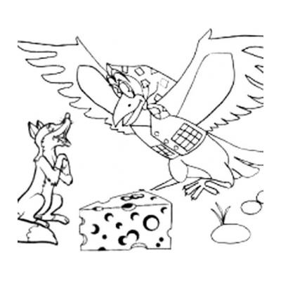 Раскраска Ворона и лисица (к басне Крылова) - распечатать, скачать бесплатно
