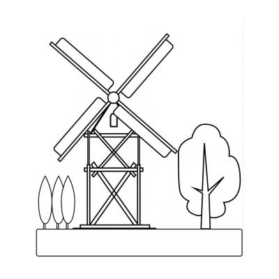 Раскраски Ветряная мельница - распечатать, скачать бесплатно