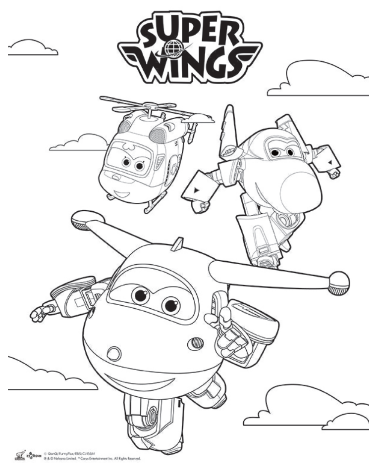 Раскраски - Мультфильм - Супер Крылья: Джетт и его друзья (Super Wings) | MirChild